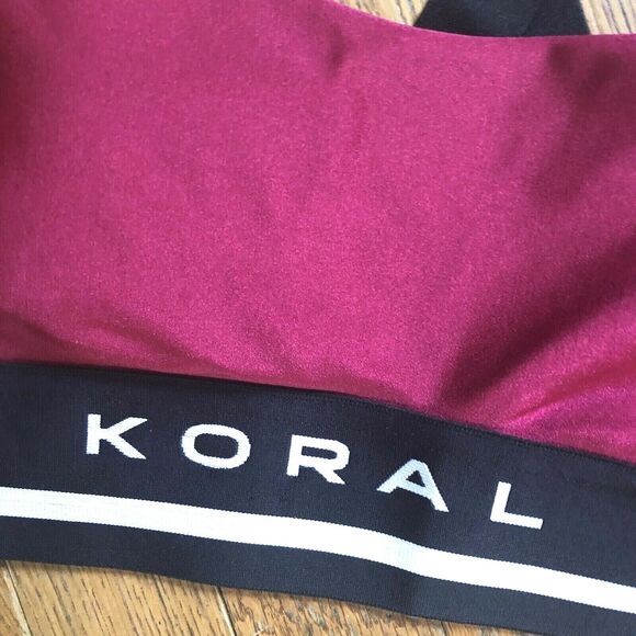 KORAL Sz S Womens Red Logo Band Sports Bra Racerback with Removable Pads EUC - Picture 5 of 7